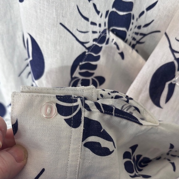 Sigrid Olsen women’s linen blend lobster print top vacation Lagenlook beach - Picture 4 of 7